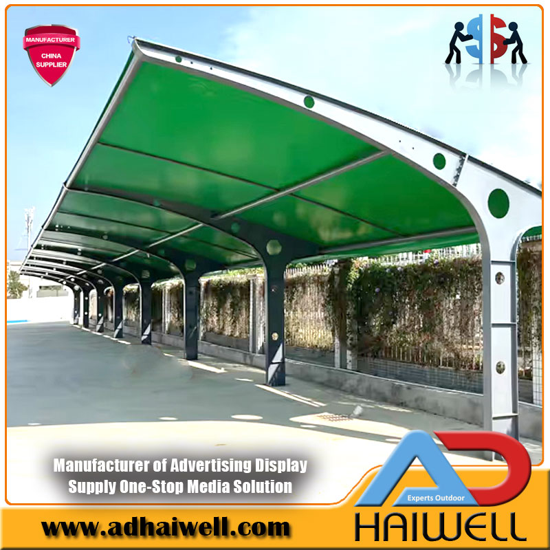 L-Shape PVDF Tensile Membrane Carport | Modern Flat-Tilt EV Charging Canopy