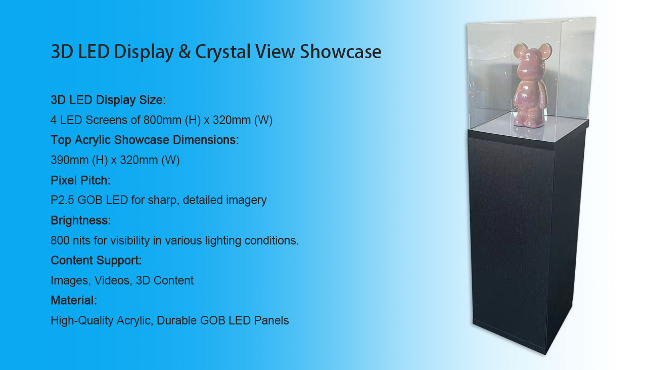 Crystal Clear 3D LED Display Showcases