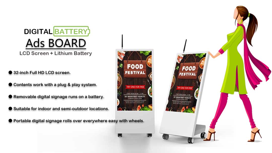 Portable-digital-signage-battery-powered