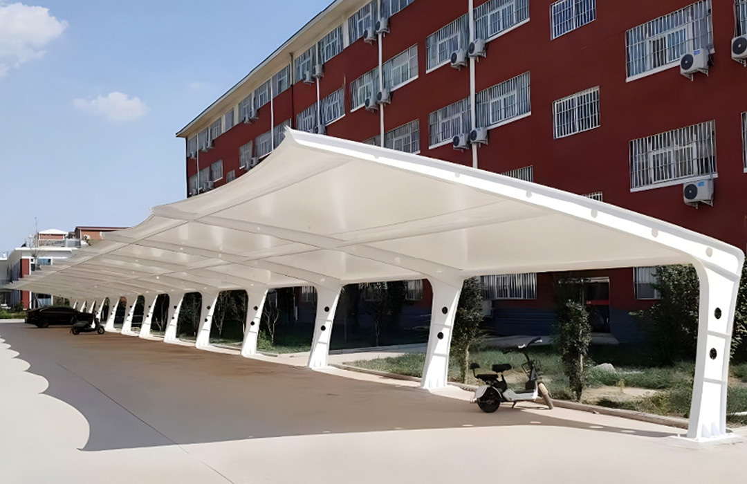 L-shape Flat-tilt Membrane Carport Structure