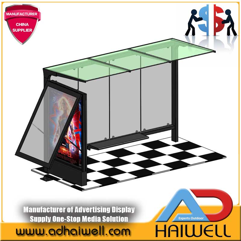 Outdoor Bus Shelters Advertising Street Display Light Box